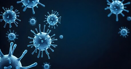 microscopic view of coronavirus cells on a dark background
