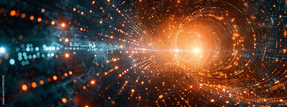 Wall mural futuristic cybersecurity battle in virtual space with advanced digital defenses - abstract mesh wire