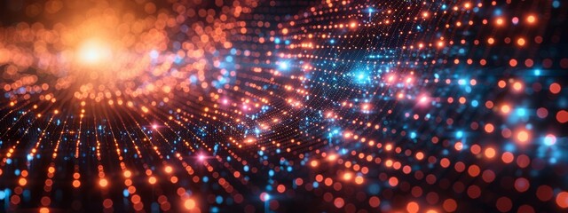 Naklejka premium Futuristic Cybersecurity Battle in Virtual Space with Advanced Digital Defenses - Abstract Mesh Wireframe View Highlighting Data Encryption and Vulnerability