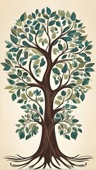 Fototapeta premium Create a vector design of a tree symbolizing life's aspects like family, career, and hobbies, showcasing their interconnectedness.