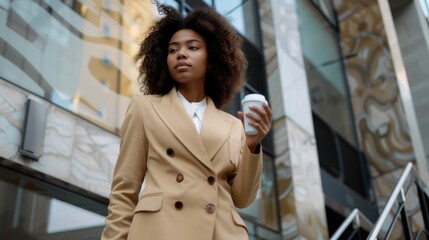 A Confident Woman Holding Coffee