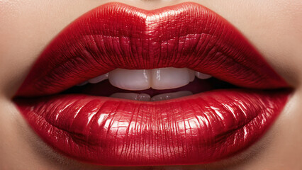 Obraz premium Lush Lips Close up of a woman s lush lips with a plump voluptuous shape
