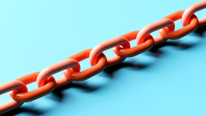 Linking Strength and Success, Orange Chain Crossing the Frame, Strength and Unity Concept, 3D render