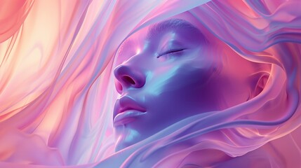 Fototapeta na wymiar An UHD image showcasing a stunning abstract art composition, where pastel colors are artfully arranged to shape the contours of a face and body. 