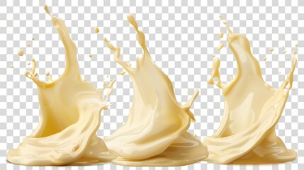 set of mayonnaise splashes cutouts isolated on transparent (PNG) Background