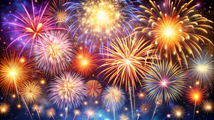 Naklejka premium fireworks salute background