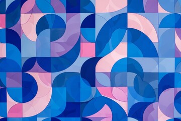 Geometric pattern featuring tessellated blue and pink shapes