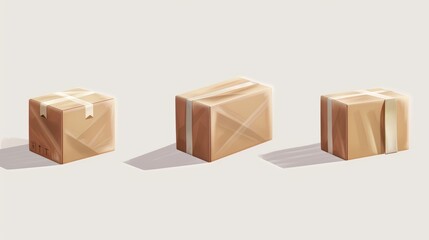 Stylized Cardboard Box Illustration on White Background Generative AI