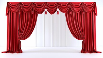 Stylish Red Curtains Against White Background Generative AI