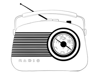 Vintage black and white radio player