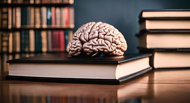 Brain on top of a book.
