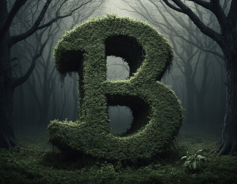 Bitcoin shaped plant. AI generated.