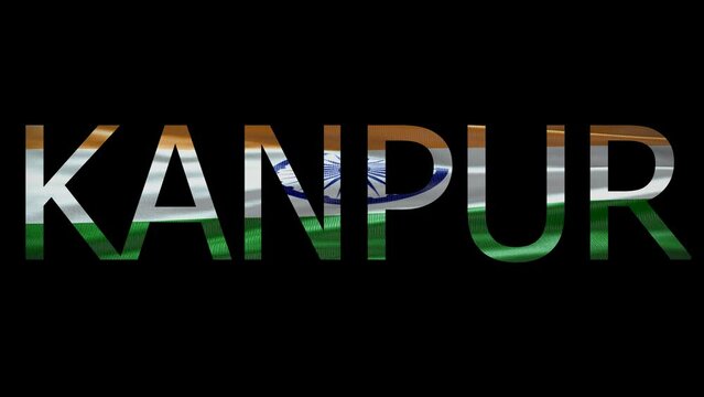 Kanpur Name on Transparent Background. Waving Flag