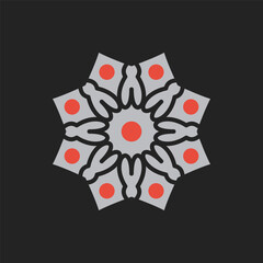 Arabic circular geometric symbol. Vector floral mosaic oriental ornamental logo template