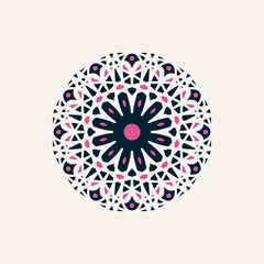 Arabic mosaic geometric symbol. Vector floral oriental ornamental logo template