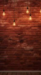Brick wall hanging light bulb