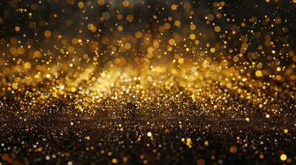Shimmering golden bokeh abstraction, ideal for creating festive backdrops