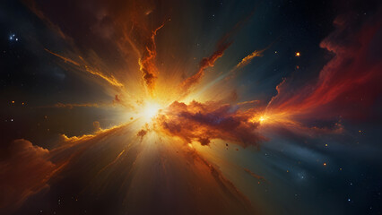a golden supernova explosion with shimmering effects against dark space