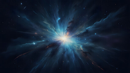 a cosmic explosion centered in the vast expanse of space