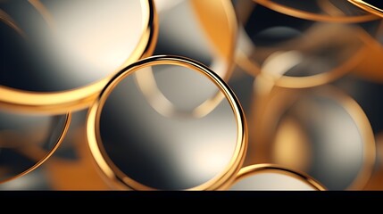  Behold the elegance of a tech-inspired geometric background, where abstract golden and grey circles intertwine to form a captivating vector banner design, captured in mesmerizing HD clarity
