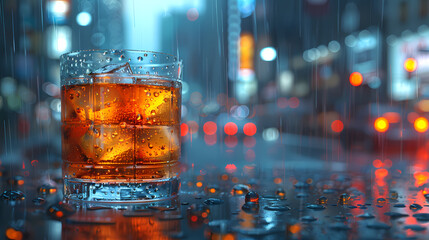 Whiskey Glass Advertisement: Capturing the Essence of Alcohol Beverages Promotion - obrazy, fototapety, plakaty