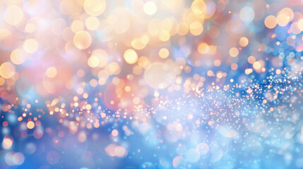 Soft blue and orange gradient backdrop with dreamy bokeh lights