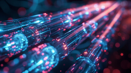 Obraz premium Glowing data cables transferring information background