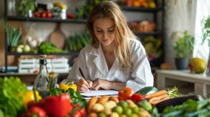 Obraz na płótnie Canvas Nutritionist Planning Meals at Home