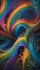 Vivid paint swirls in rainbow hues that evoke a sense of creativity and dynamic movement, Generative AI.