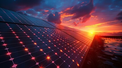 Harnessing the power of the sun, this solar panel array stands tall, a testament to human ingenuity and our boundless pursuit of clean, renewable energy