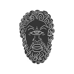 Cyclop Icon Silhouette Illustration. Greek Mythology Vector Graphic Pictogram Symbol Clip Art. Doodle Sketch Black Sign.