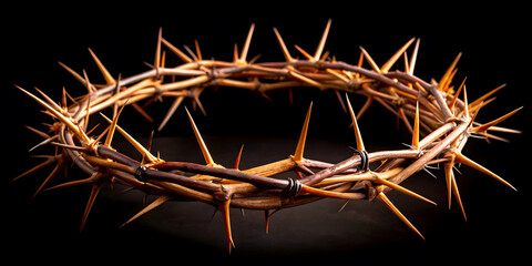 Crown of thorns of Jesus on black background