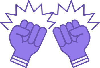 Colored Icon Fighting Game. Vector Icon. Hands Clenched into Fists and Ready for Battle. Combat Competitions, Boxing. Game Concept