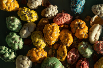 Peanuts covered with multicolored glaze