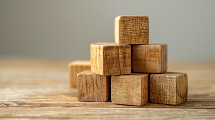 Wooden blocks stacked on a table