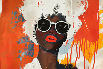 Portrait of a beautiful african american woman with sunglasses.