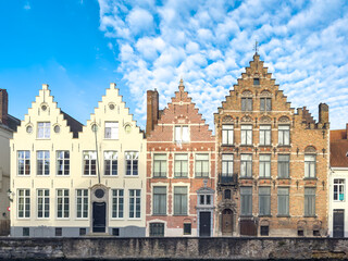 Fototapeta premium Belgium historic building view famous place to tourism, Bruges, Belgium historic canals at daytime