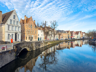 Belgium historic building view famous place to tourism, Bruges, Belgium historic canals at daytime
