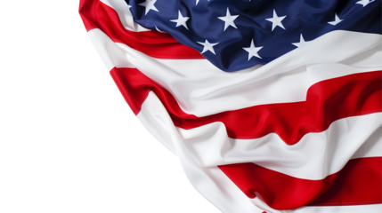American flag isolated on a transparent background for Memorial Day or 4th of July.