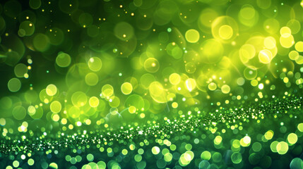 Fototapeta premium Lime Green Glitter Defocused Abstract Twinkly Lights Background, sparkling blurred lights with bright green hues.