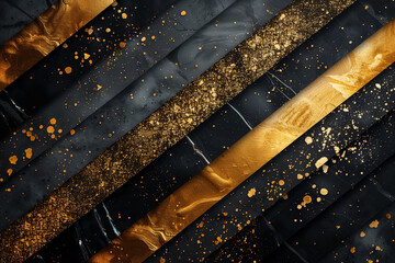 Golden Black Abstract Template Elegant Stripes with Touches of Gold