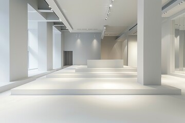 Light-Filled Minimalist White Space: Luxury Fashion Boutique with Textural Highlights