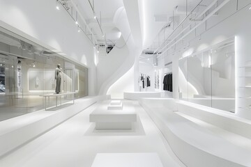 Obraz premium Minimalist White Fashion Store Interior Design Concept