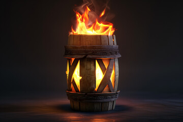 Illustration of a 3D Medieval Wooden Torch Fire: Combustion Element Design