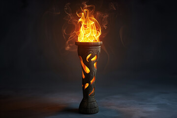 Illustration of a 3D Medieval Wooden Torch Fire: Combustion Element Design