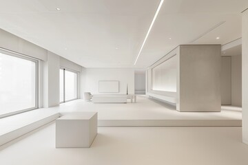 Minimalistic White Space: Modern Office Interior Decoration Concept
