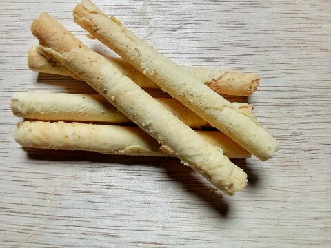 egg roll snack on wooden background.