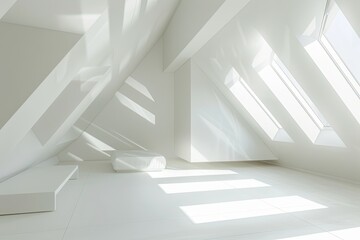 Museum of Light and Shadow: Geometric Minimalism in a Luxury White Room