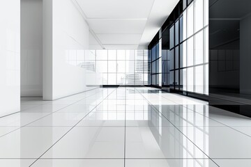 Space Reflections: Modern Gallery Interior with Monochromatic Minimalism