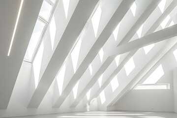 Obraz premium Contemporary Luxury: White Room with Diagonal Light Shafts - Optimal Lighting Showcase Photography Studio